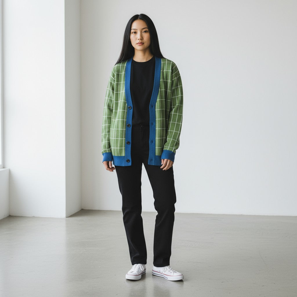 Gridline Knit Cardigan