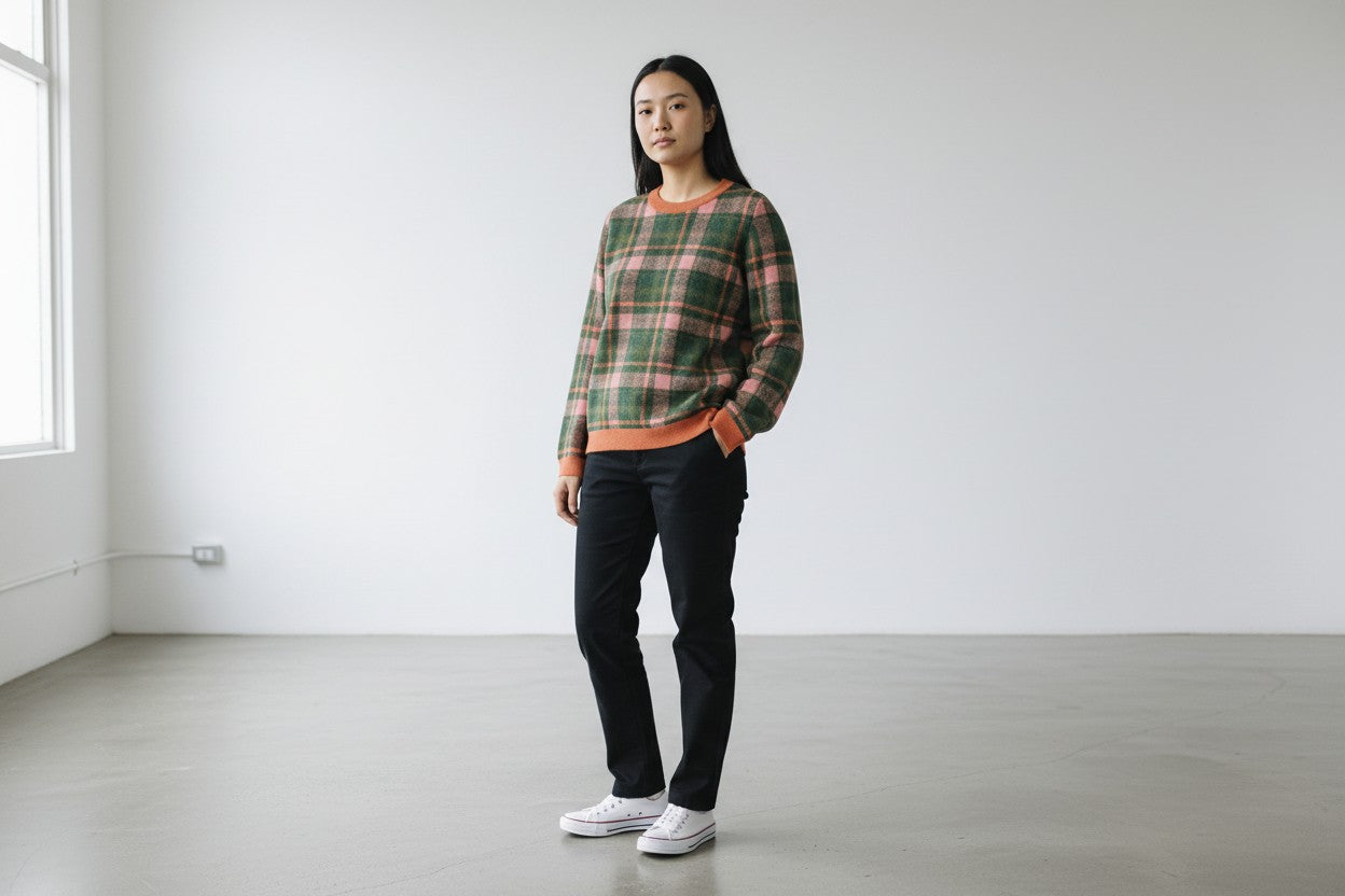 Heritage Plaid Knitted Crew Neck Sweater