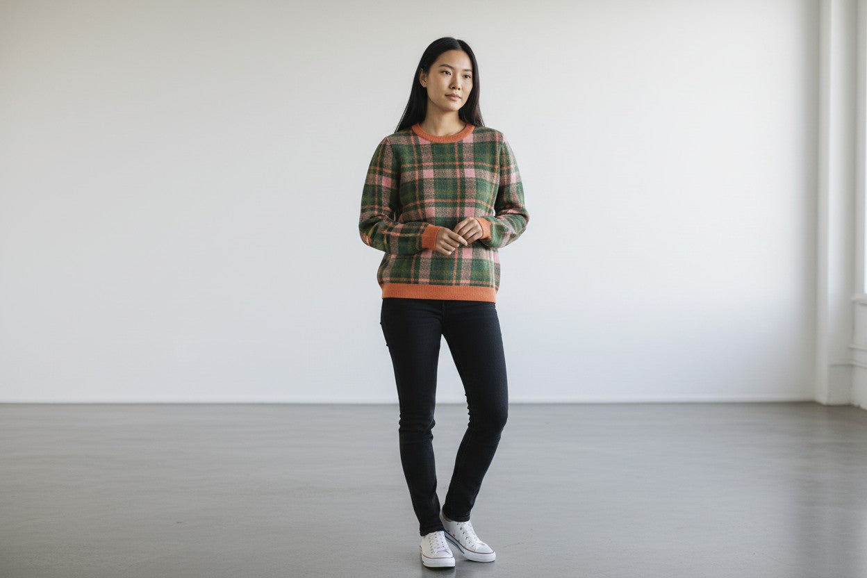 Heritage Plaid Knitted Crew Neck Sweater