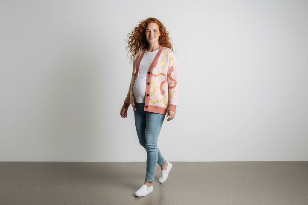 Serpentine Knit Cardigan in Pink