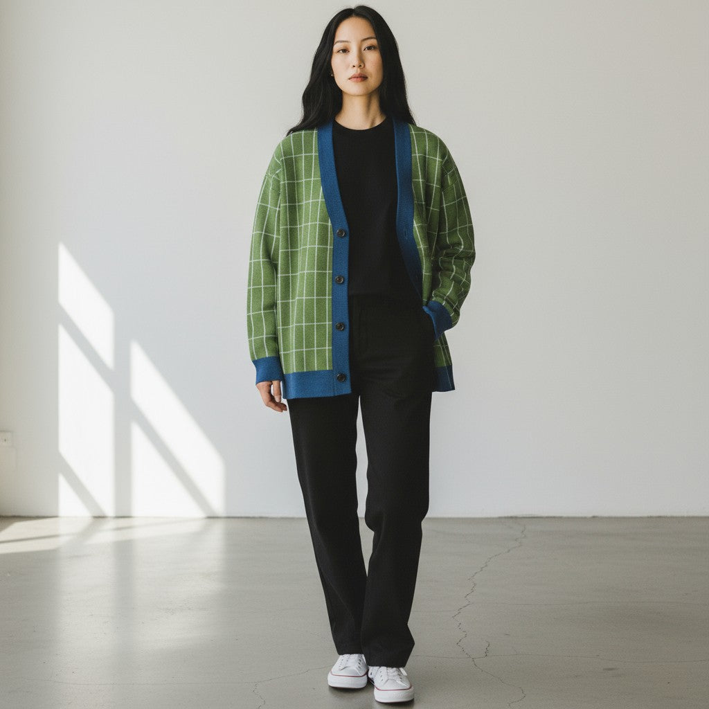 Gridline Knit Cardigan