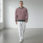 Margin Stripe Relaxed Fit Knitted Crew Neck Sweater